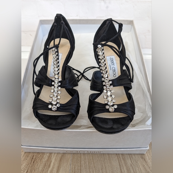 Jimmy Choo Crystal Satin Heels - Picture 2 of 7